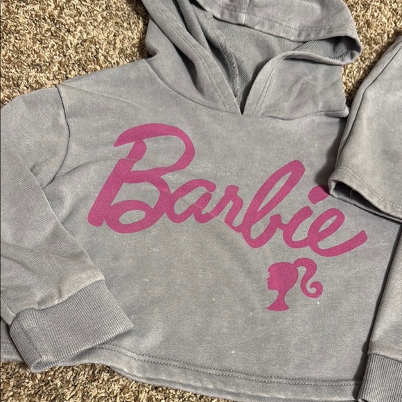 Kids Gray Hoodie and Skirt Set with Pink Barbie Logo - Picture 3 of 4